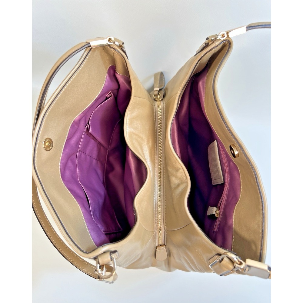 Coach Madison Phoebe Op Art Gold Sateen Purple Interior Shoulder Bag 26448 - Picture 7 of 15